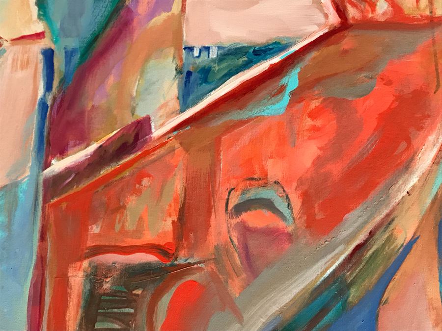 Original Jean Klafs Framed Abstract Expressionist Painting On Canvas Titled 'The Great Wall' 40' X 30' [Photo 6]