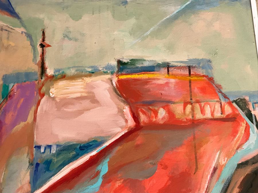 Original Jean Klafs Framed Abstract Expressionist Painting On Canvas Titled 'The Great Wall' 40' X 30' [Photo 5]