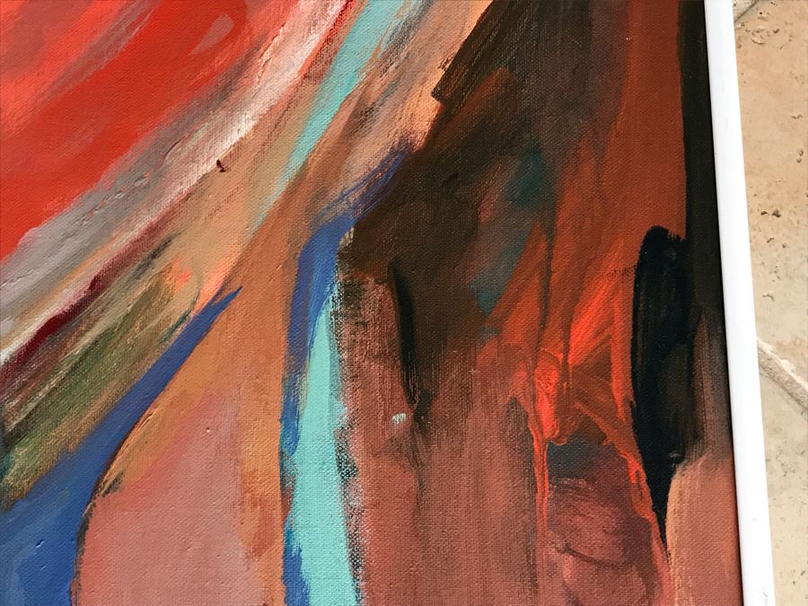 Original Jean Klafs Framed Abstract Expressionist Painting On Canvas Titled 'The Great Wall' 40' X 30' [Photo 9]