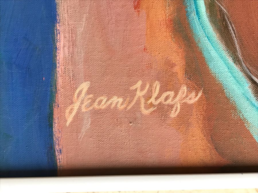 Original Jean Klafs Framed Abstract Expressionist Painting On Canvas Titled 'The Great Wall' 40' X 30' [Photo 8]