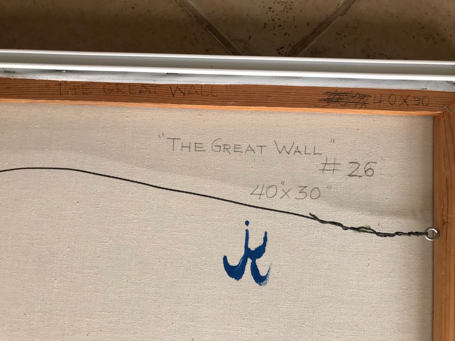 Original Jean Klafs Framed Abstract Expressionist Painting On Canvas Titled 'The Great Wall' 40' X 30' [Photo 12]