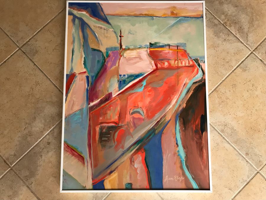 Original Jean Klafs Framed Abstract Expressionist Painting On Canvas Titled 'The Great Wall' 40' X 30' [Photo 3]