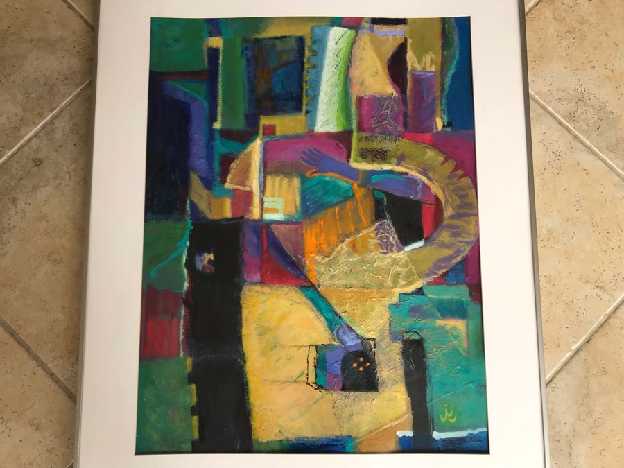 Original Jean Klafs Framed Abstract Expressionist Painting On Paper Titled 'All About Color III' 36' X 29' [Photo 3]