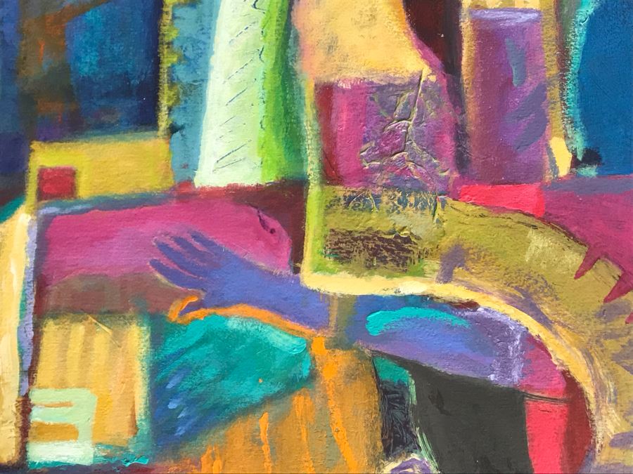 Original Jean Klafs Framed Abstract Expressionist Painting On Paper Titled 'All About Color III' 36' X 29' [Photo 5]