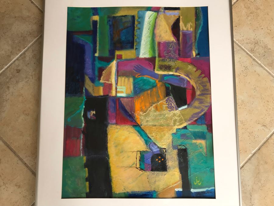 Original Jean Klafs Framed Abstract Expressionist Painting On Paper Titled 'All About Color III' 36' X 29' [Photo 2]