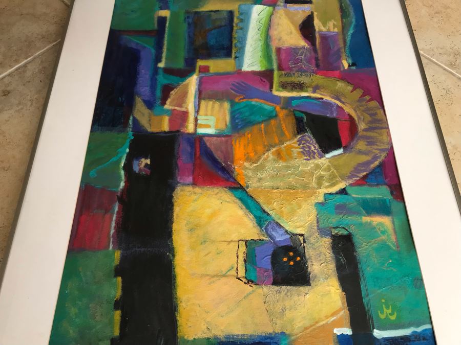 Original Jean Klafs Framed Abstract Expressionist Painting On Paper Titled 'All About Color III' 36' X 29' [Photo 9]