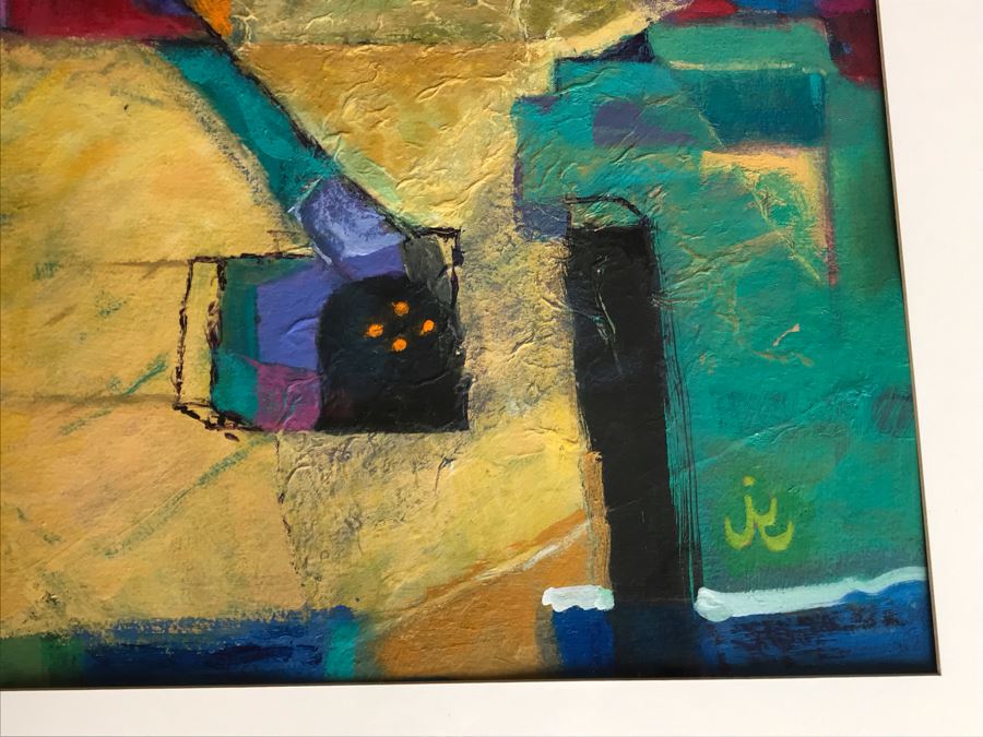 Original Jean Klafs Framed Abstract Expressionist Painting On Paper Titled 'All About Color III' 36' X 29' [Photo 7]