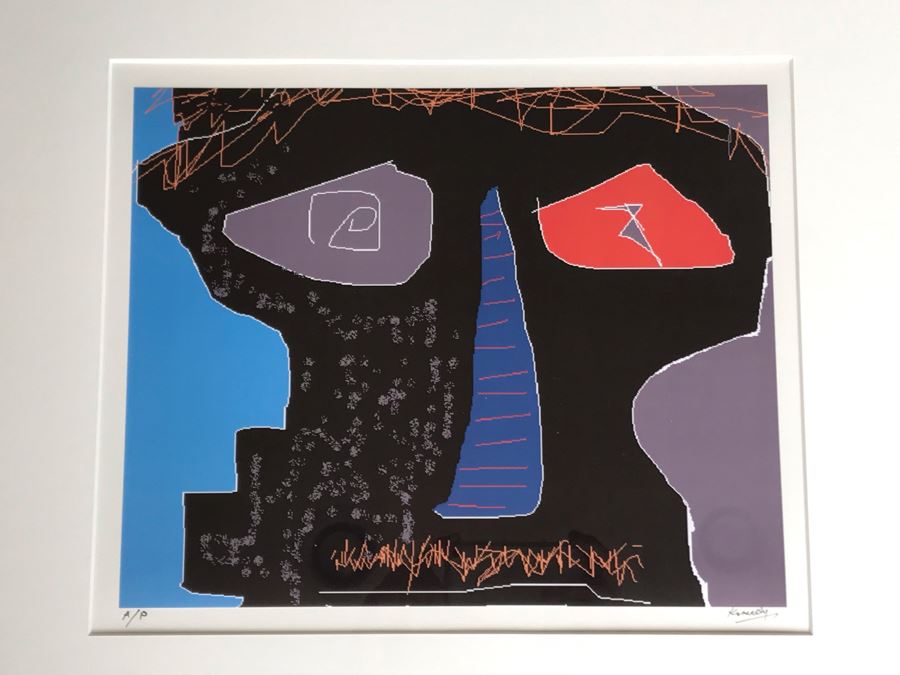 Hank Keneally Hand Signed Artist Proof Laser Print Titled 'Potent Portraits: Moustache Man' Also Signed And Personalized On Back 'For Jean Klafs With Admiration For You As An Artist' Framed 14 X 12 [Photo 4]