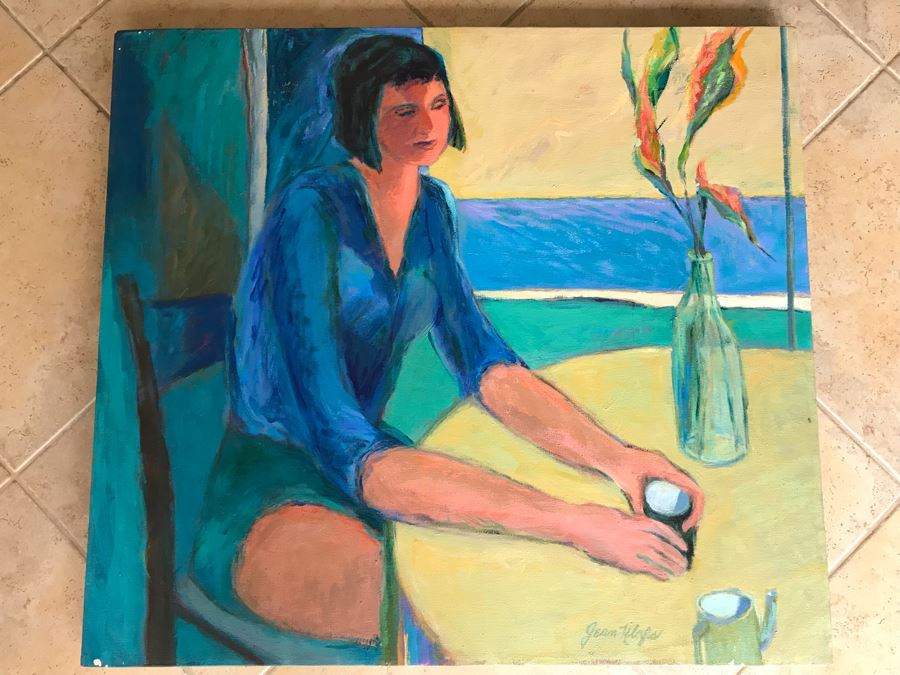 Original Jean Klafs Abstract Expressionist Painting On Canvas Titled 'Marsha' 36' X 40' [Photo 2]