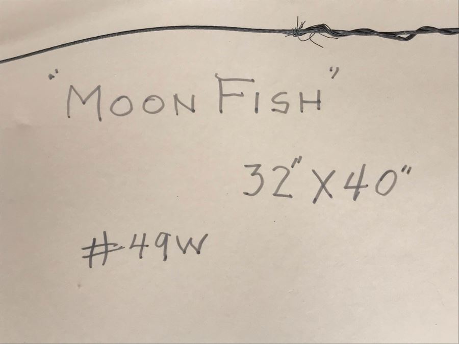 Original Jean Klafs Framed Abstract Expressionist Painting On Paper Titled 'Moon Fish' 40' X 32' [Photo 15]