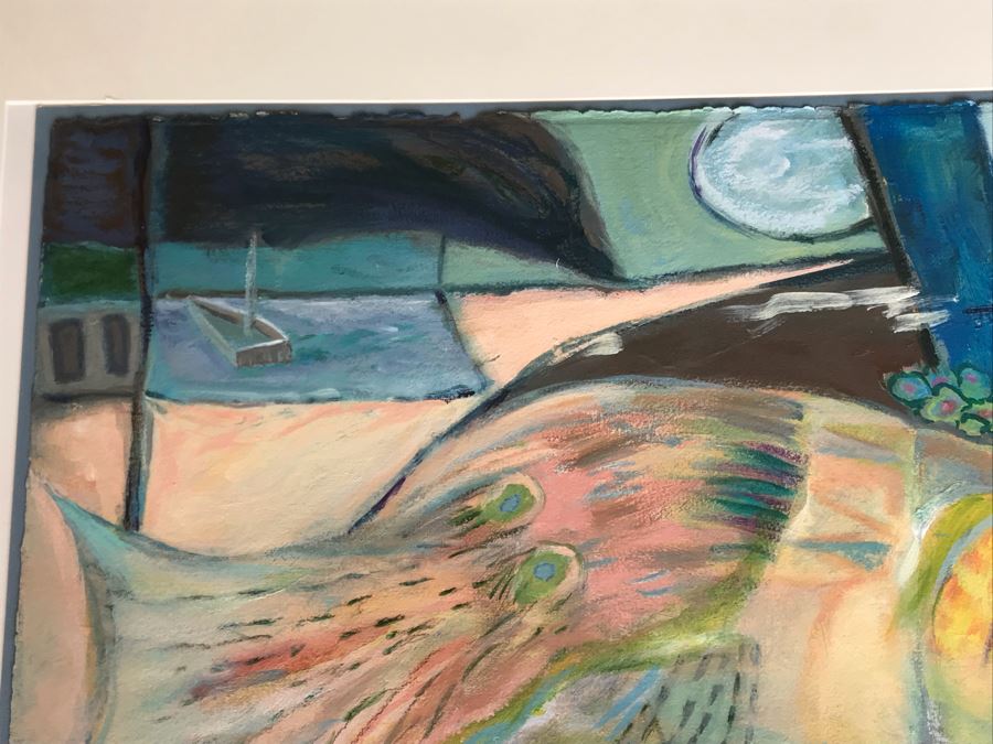 Original Jean Klafs Framed Abstract Expressionist Painting On Paper Titled 'Moon Fish' 40' X 32' [Photo 7]