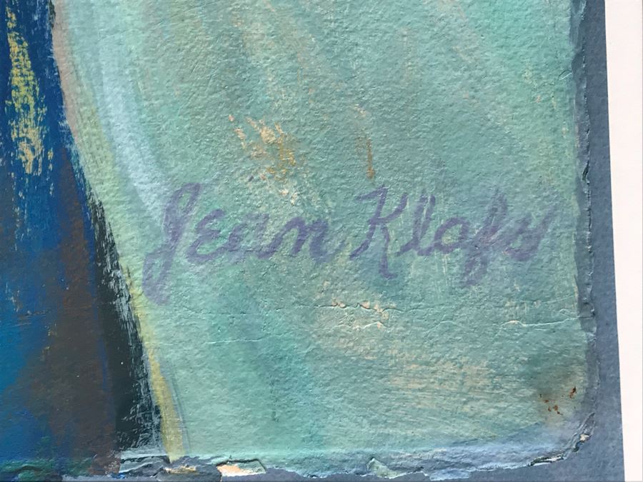 Original Jean Klafs Framed Abstract Expressionist Painting On Paper Titled 'Moon Fish' 40' X 32' [Photo 8]