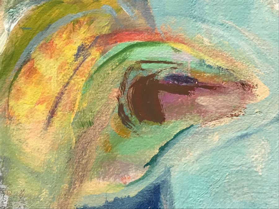 Original Jean Klafs Framed Abstract Expressionist Painting On Paper Titled 'Moon Fish' 40' X 32' [Photo 9]