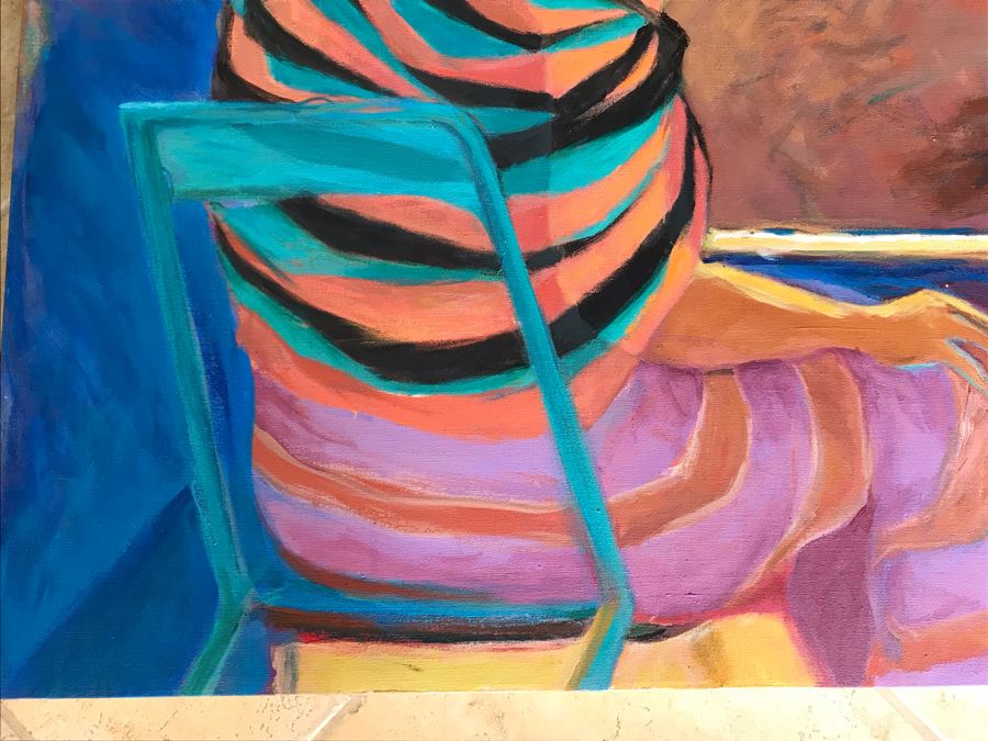 Original Jean Klafs Abstract Expressionist Painting On Canvas Titled 'Betty's Rebozo' 38' X 38' [Photo 6]