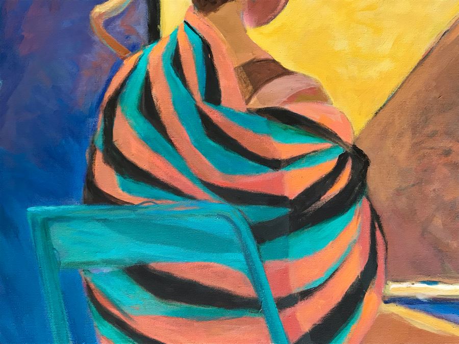 Original Jean Klafs Abstract Expressionist Painting On Canvas Titled 'Betty's Rebozo' 38' X 38' [Photo 5]