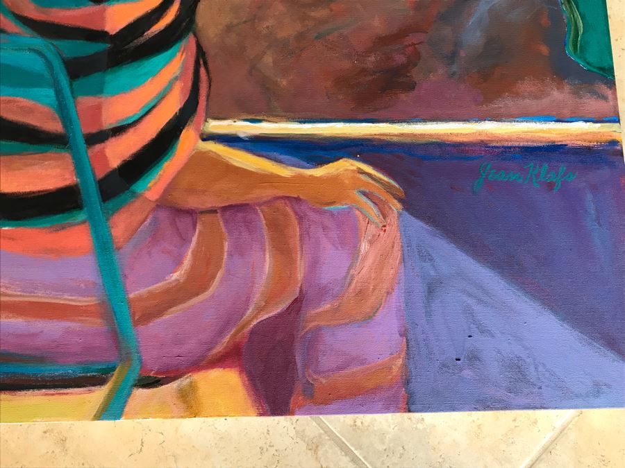 Original Jean Klafs Abstract Expressionist Painting On Canvas Titled 'Betty's Rebozo' 38' X 38' [Photo 7]