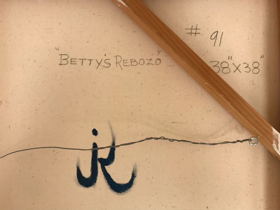 Original Jean Klafs Abstract Expressionist Painting On Canvas Titled 'Betty's Rebozo' 38' X 38' [Photo 11]