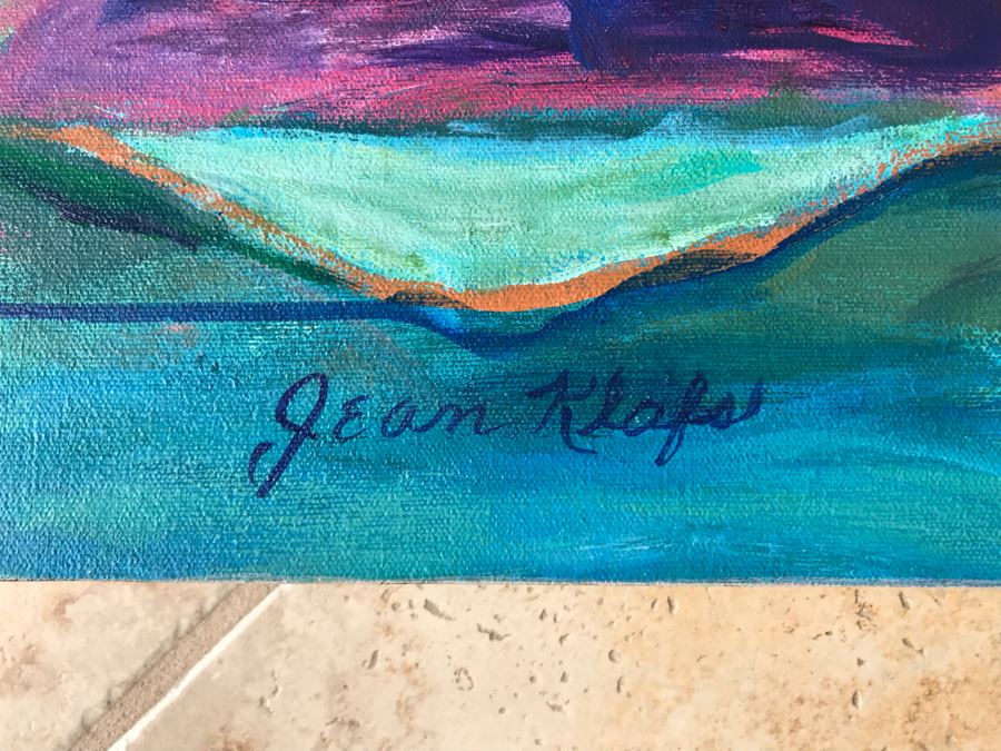 Original Jean Klafs Abstract Expressionist Painting On Canvas Titled 'Fish Out Of Water III' 36' X 48' [Photo 13]