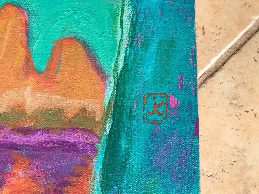 Original Jean Klafs Abstract Expressionist Painting On Canvas Titled 'Fish Out Of Water III' 36' X 48' [Photo 14]