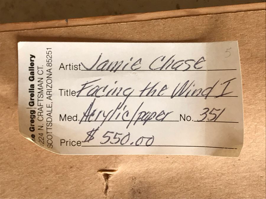 Jamie Chase Original Abstract Acrylic Framed Painting On Paper Titled 'Facing The Wind I' From Gregg Grella Gallery In Scottsdale, AZ 19 X 21 Retailed $550 [Photo 11]
