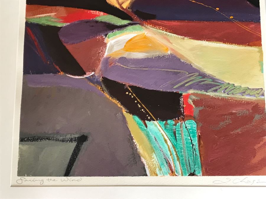 Jamie Chase Original Abstract Acrylic Framed Painting On Paper Titled 'Facing The Wind I' From Gregg Grella Gallery In Scottsdale, AZ 19 X 21 Retailed $550 [Photo 5]