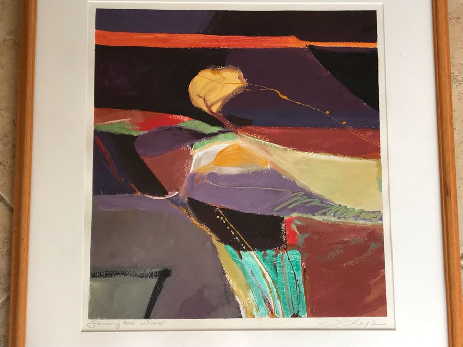 Jamie Chase Original Abstract Acrylic Framed Painting On Paper Titled 'Facing The Wind I' From Gregg Grella Gallery In Scottsdale, AZ 19 X 21 Retailed $550 [Photo 3]