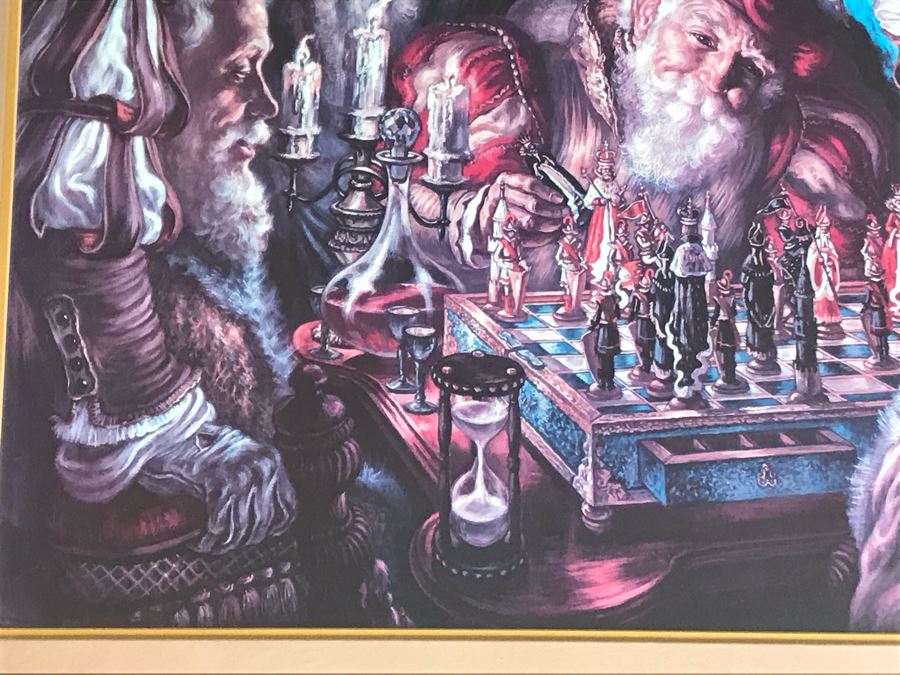 Virginia Dan Hand Signed Framed Artist Proof Collotype Titled 'Sevententh Move' Featuring Chess Players (Attended Chouinard Art Institute) California Artist 30 X 23 [Photo 9]