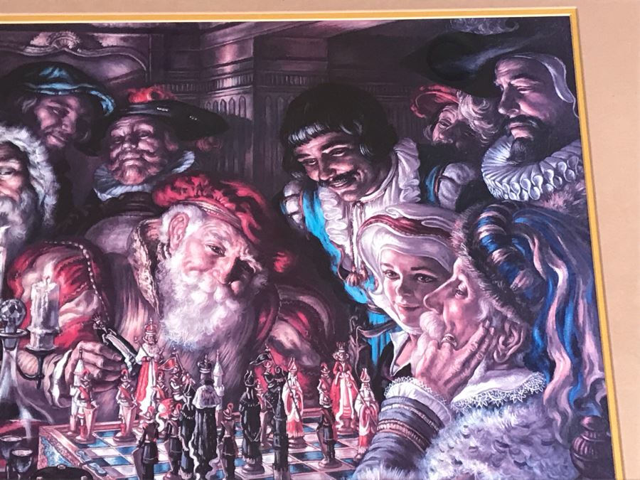 Virginia Dan Hand Signed Framed Artist Proof Collotype Titled 'Sevententh Move' Featuring Chess Players (Attended Chouinard Art Institute) California Artist 30 X 23 [Photo 7]