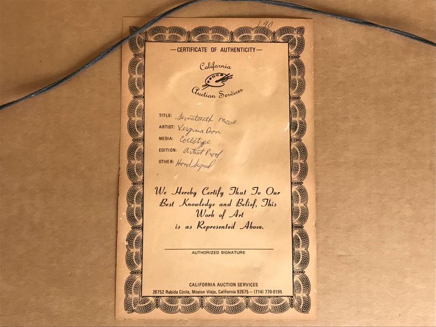 Virginia Dan Hand Signed Framed Artist Proof Collotype Titled 'Sevententh Move' Featuring Chess Players (Attended Chouinard Art Institute) California Artist 30 X 23 [Photo 17]