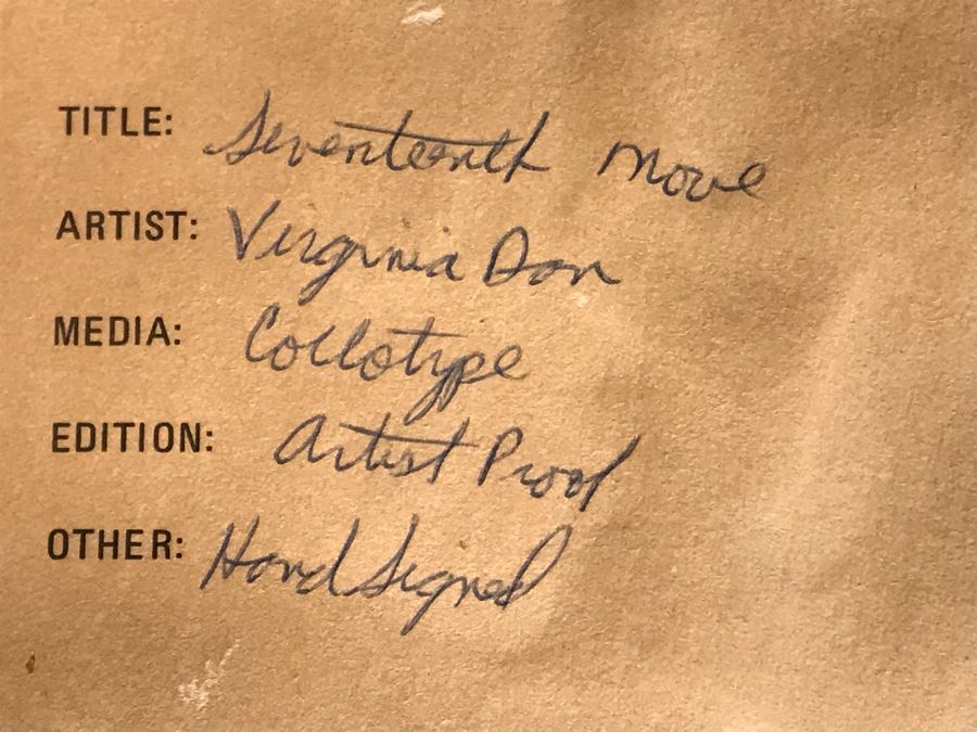 Virginia Dan Hand Signed Framed Artist Proof Collotype Titled 'Sevententh Move' Featuring Chess Players (Attended Chouinard Art Institute) California Artist 30 X 23 [Photo 19]