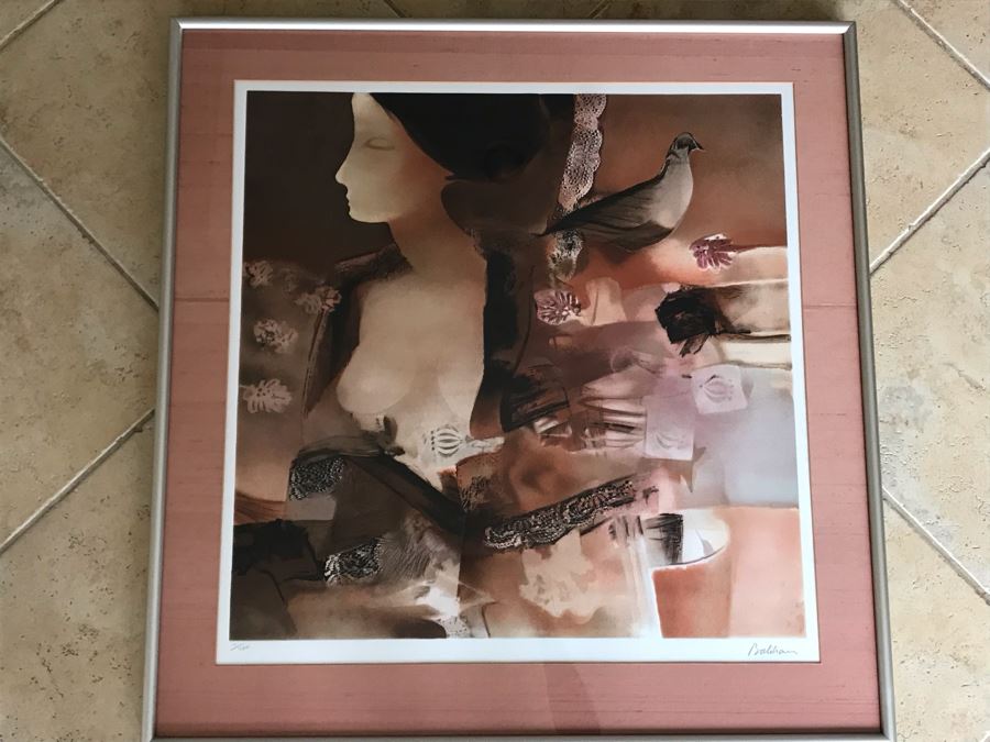 Jean Jacques Balitran Framed Hand Signed Lithograph Titled 'Woman And Dove' 11 Of 250 Appraised $525 In 1986 With Certificate Of Authenticity [Photo 2]