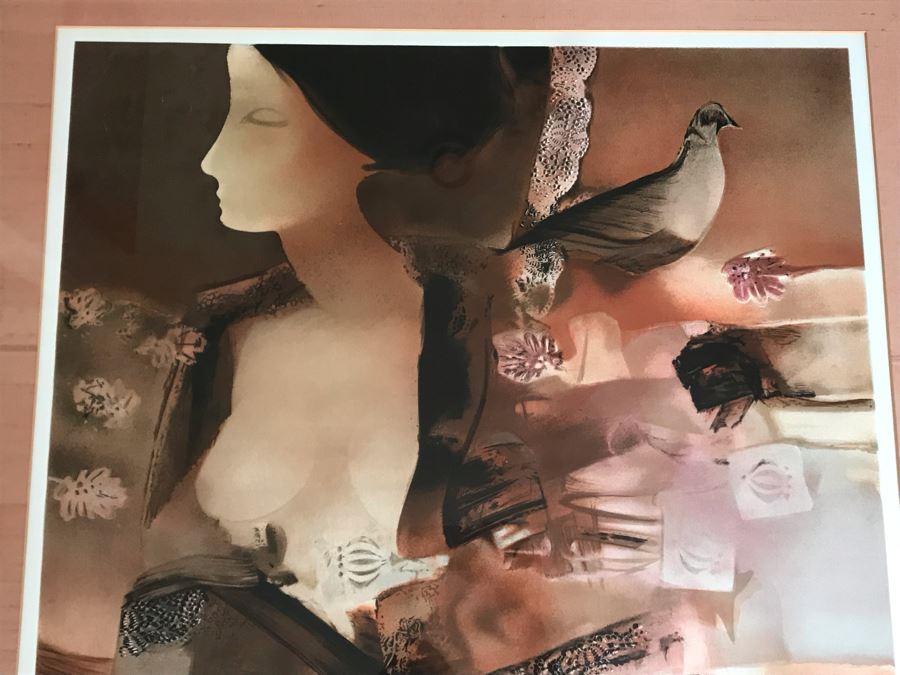 Jean Jacques Balitran Framed Hand Signed Lithograph Titled 'Woman And Dove' 11 Of 250 Appraised $525 In 1986 With Certificate Of Authenticity [Photo 5]
