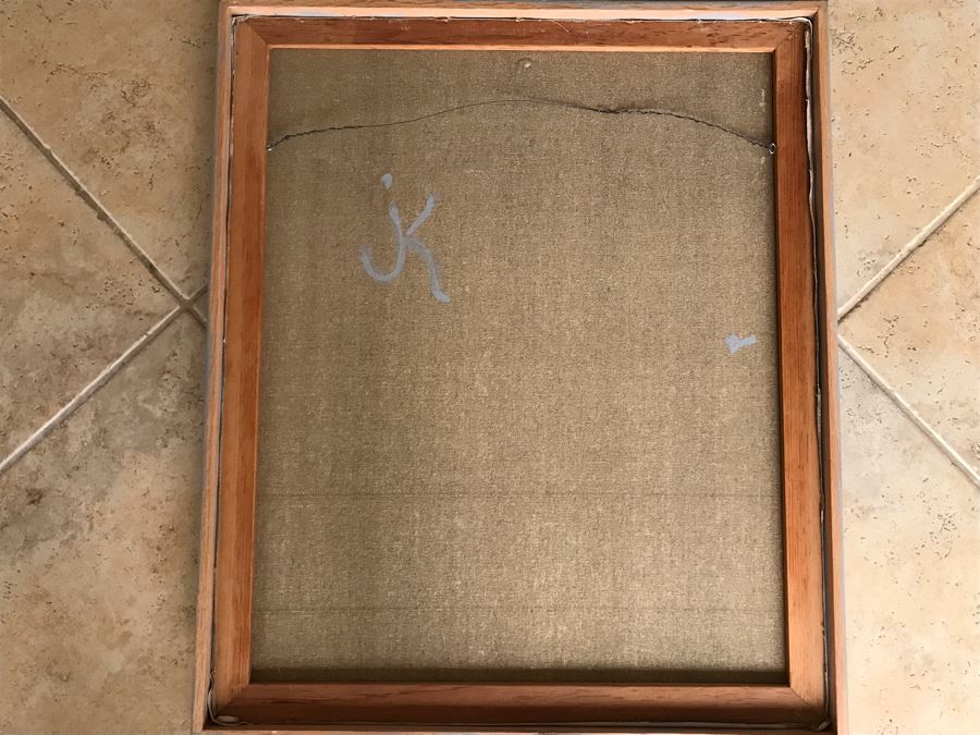 Original Jean Klafs Framed Abstract Expressionist Acrylic Painting On Canvas Titled 'Positano Studio' 24' X 28' [Photo 9]