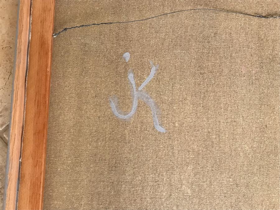 Original Jean Klafs Framed Abstract Expressionist Acrylic Painting On Canvas Titled 'Positano Studio' 24' X 28' [Photo 10]