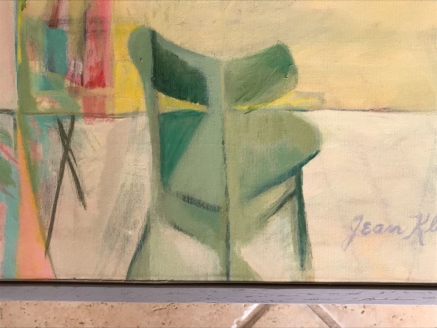 Original Jean Klafs Framed Abstract Expressionist Acrylic Painting On Canvas Titled 'Positano Studio' 24' X 28' [Photo 7]