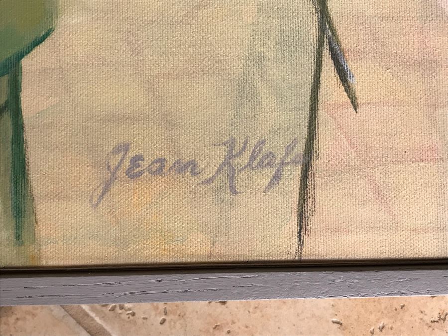 Original Jean Klafs Framed Abstract Expressionist Acrylic Painting On Canvas Titled 'Positano Studio' 24' X 28' [Photo 8]