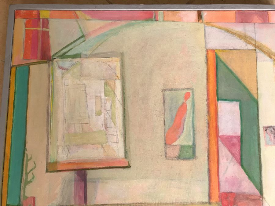 Original Jean Klafs Framed Abstract Expressionist Acrylic Painting On Canvas Titled 'Positano Studio' 24' X 28' [Photo 5]