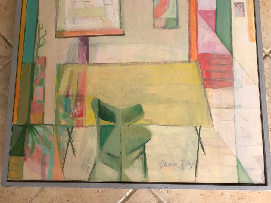 Original Jean Klafs Framed Abstract Expressionist Acrylic Painting On Canvas Titled 'Positano Studio' 24' X 28' [Photo 3]