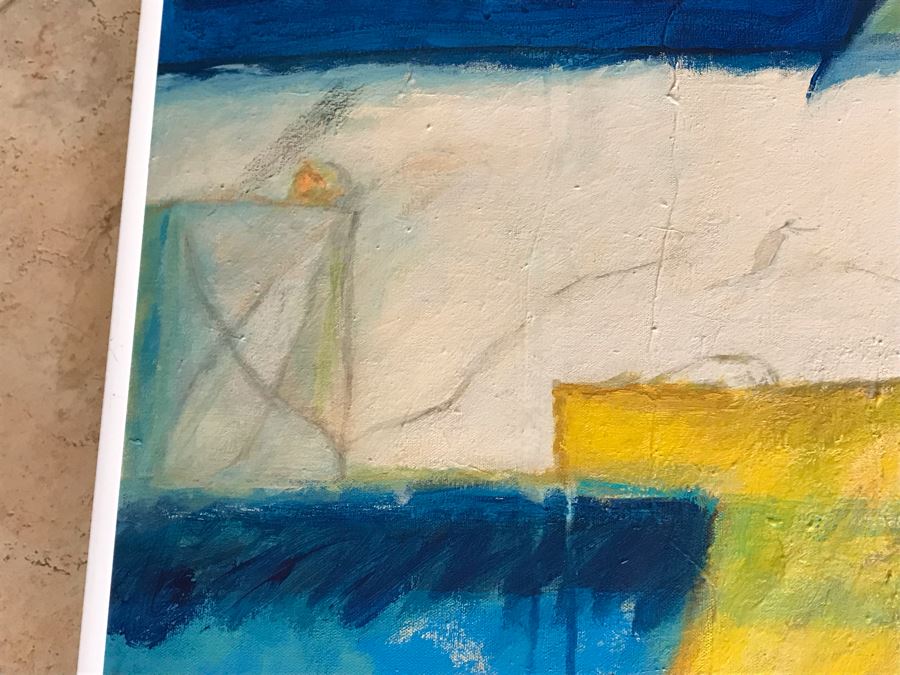 Original Jean Klafs Framed Abstract Expressionist Acrylic Painting On Canvas Titled 'Chinese Yellow' 36' X 24' [Photo 8]