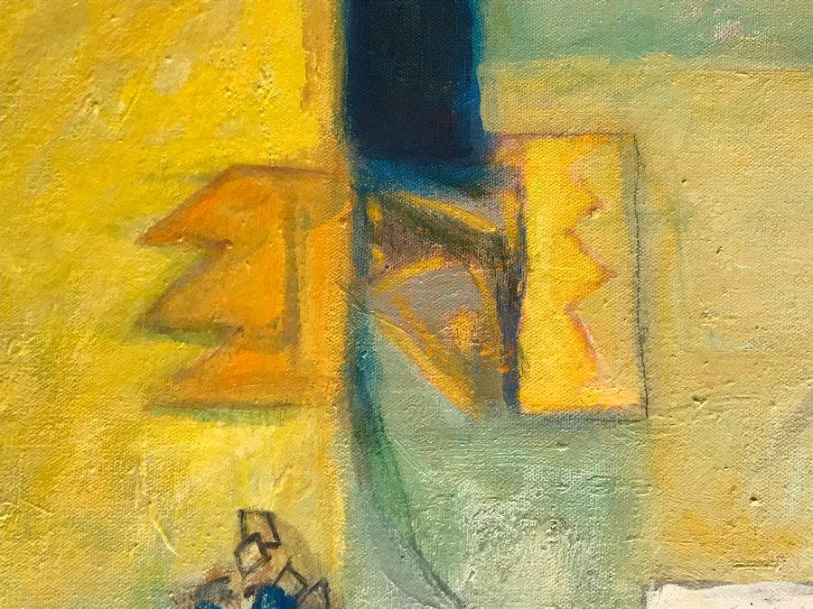 Original Jean Klafs Framed Abstract Expressionist Acrylic Painting On Canvas Titled 'Chinese Yellow' 36' X 24' [Photo 6]