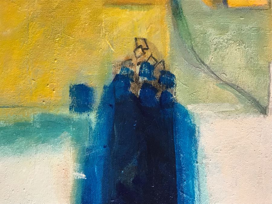 Original Jean Klafs Framed Abstract Expressionist Acrylic Painting On Canvas Titled 'Chinese Yellow' 36' X 24' [Photo 7]