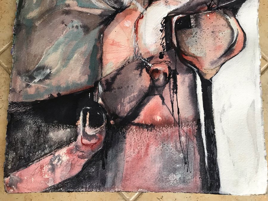 Original Jean Klafs Abstract Expressionist Painting On Paper 22 X 30 [Photo 5]