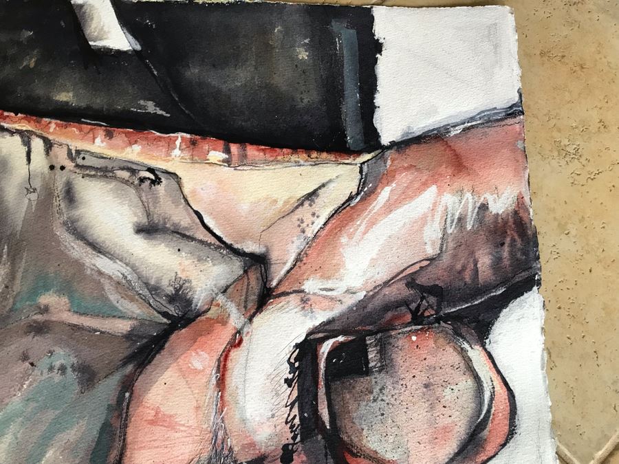 Original Jean Klafs Abstract Expressionist Painting On Paper 22 X 30 [Photo 10]