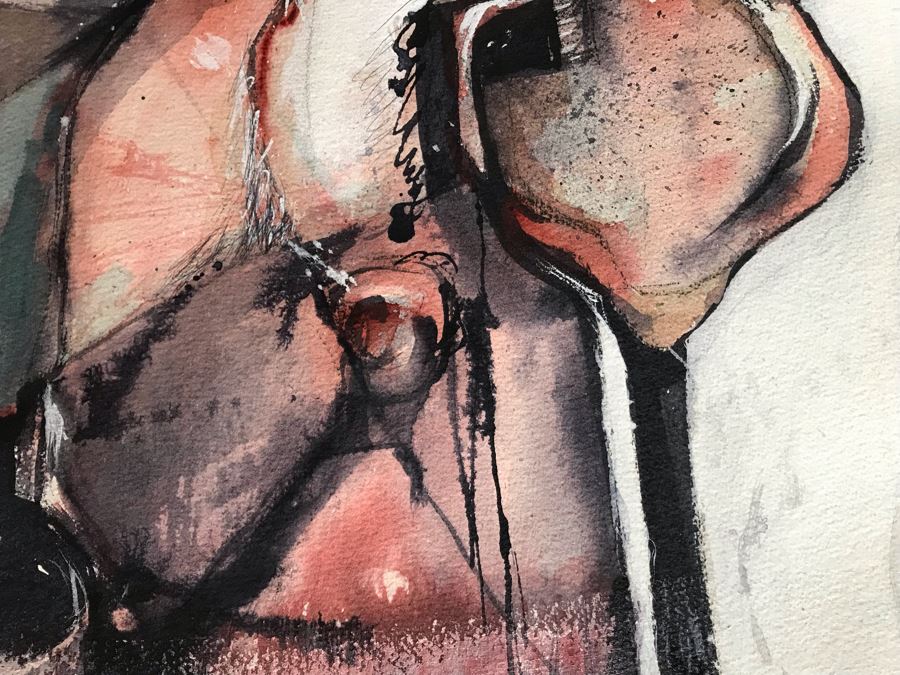 Original Jean Klafs Abstract Expressionist Painting On Paper 22 X 30 [Photo 8]