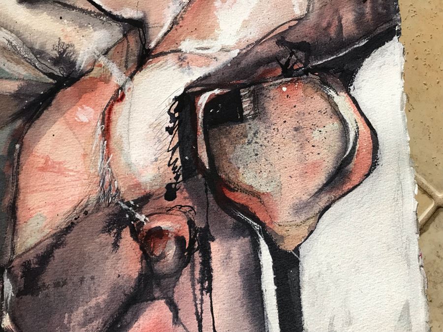 Original Jean Klafs Abstract Expressionist Painting On Paper 22 X 30 [Photo 9]