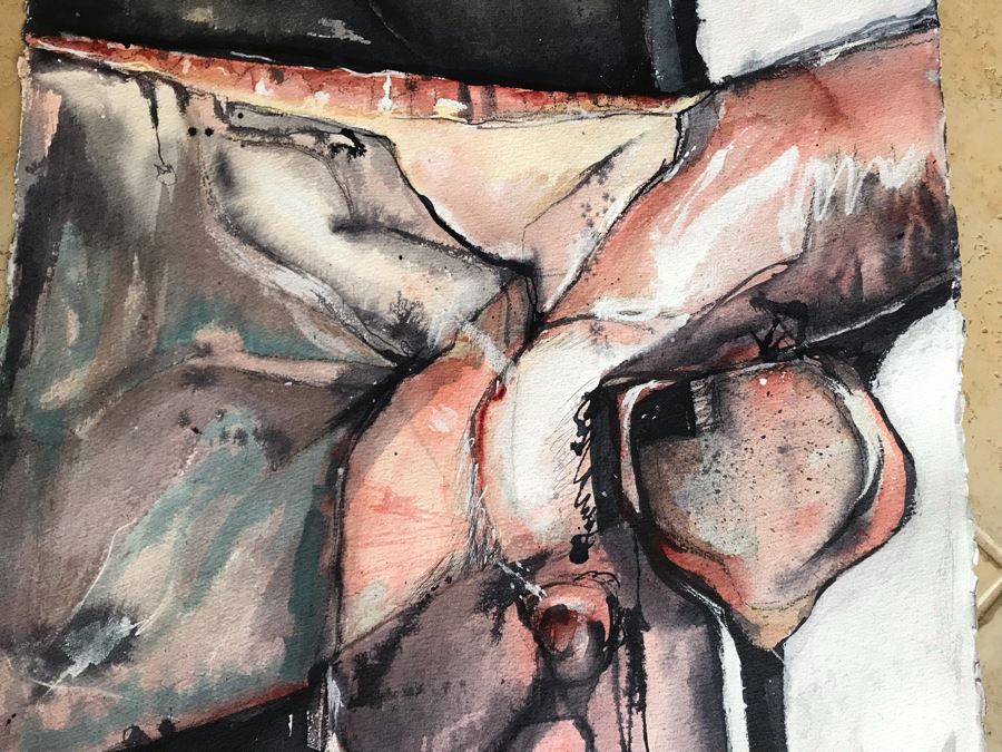 Original Jean Klafs Abstract Expressionist Painting On Paper 22 X 30 [Photo 4]