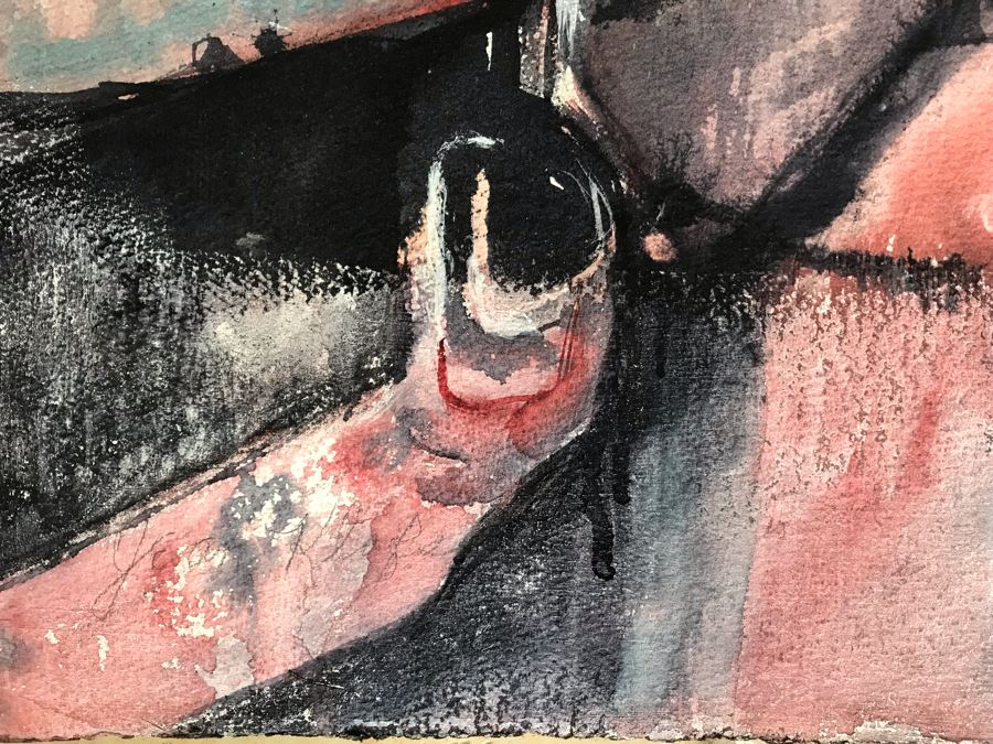 Original Jean Klafs Abstract Expressionist Painting On Paper 22 X 30 [Photo 6]