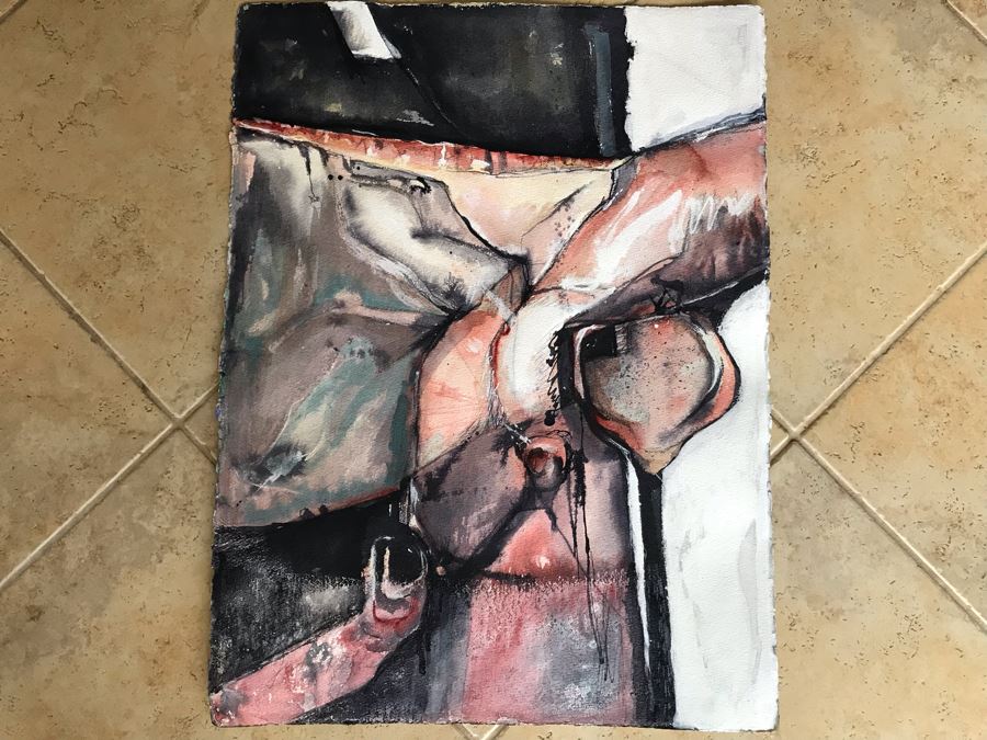 Original Jean Klafs Abstract Expressionist Painting On Paper 22 X 30 [Photo 2]