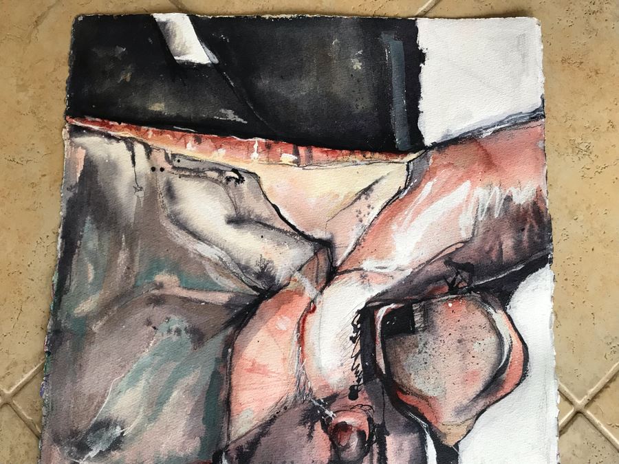 Original Jean Klafs Abstract Expressionist Painting On Paper 22 X 30 [Photo 3]