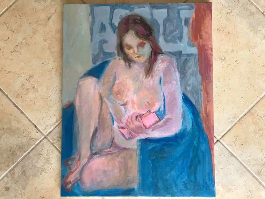 Original Unsigned Abstract Expressionist Nude Painting 22 X 28 [Photo 2]